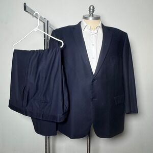 Jos. A. Bank Suit Mens 56R 50x27 Navy Blue Solid Wool Tailored Fit Signature